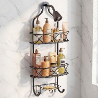 Ukmk Shower Caddy Hanging,Over Shower Head Shower Caddy with Hooks,No Drilling, Accessories for Bathroom. Ukmk Shower Caddy Hanging,Over Shower Head Shower Caddy with Hooks,No Drilling, Accessories for Bathroom.