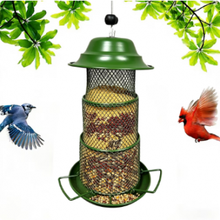 Ukmk Bird Feeder, 3-Tier Mesh Squirrel-Proof Hanging Wild Bird Feeder with Perch & Seed Tray, Weatherproof for Outdoor Garden Yard. Ukmk Bird Feeder, 3-Tier Mesh Squirrel-Proof Hanging Wild Bird Feeder with Perch & Seed Tray, Weatherproof for Outdoor Garden Yard.
